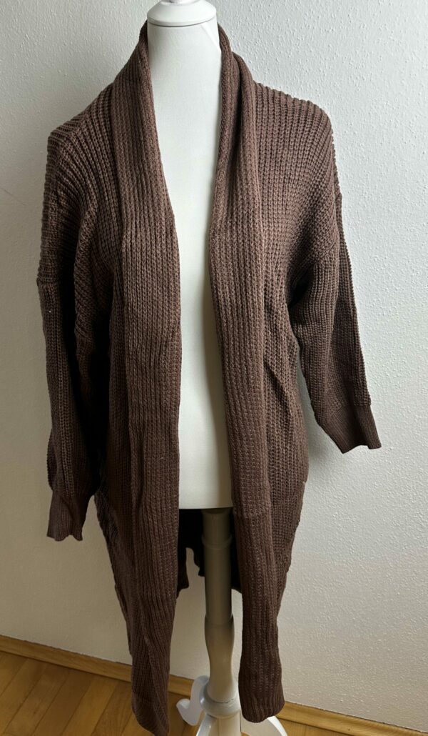 Strickweste-lang-braun