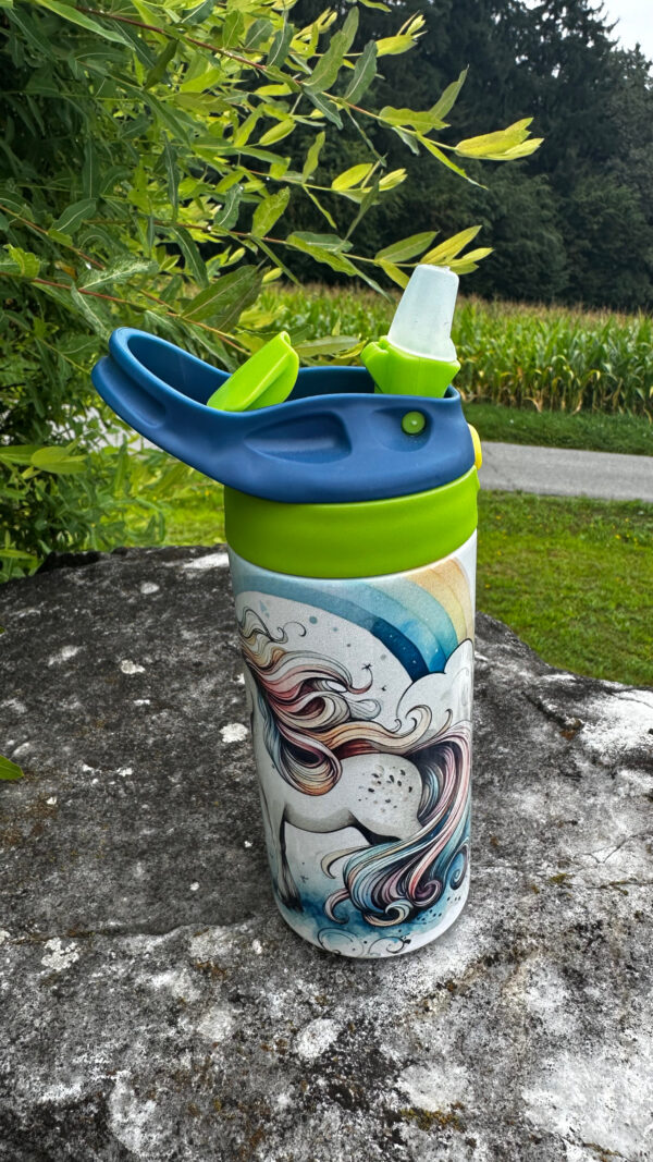 Kinder tumbler einhorn blau-grün
