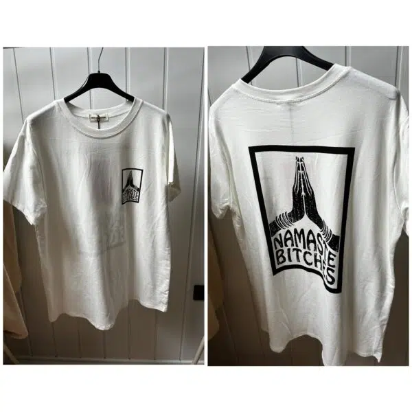 T-Shirt Namste-weiß