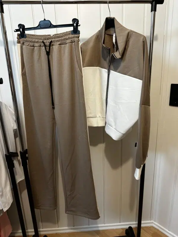 Jogginanzug Beige-weiß