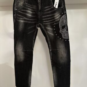 Jeans schwarz mit Totenkopf